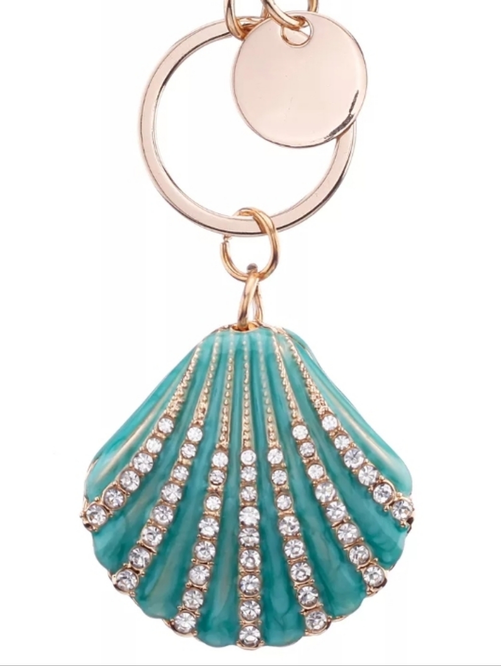 Aqua Seashell Bag Charm with Rhinestones - NWT - Picture 6 of 6